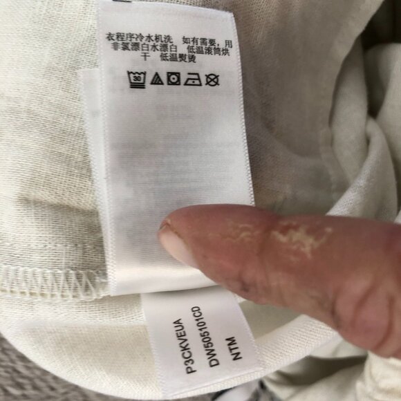 NWT DKNY Pure Womens Pants Small Linen Blend Wide Leg Beige Abstract Pull On - Picture 13 of 15